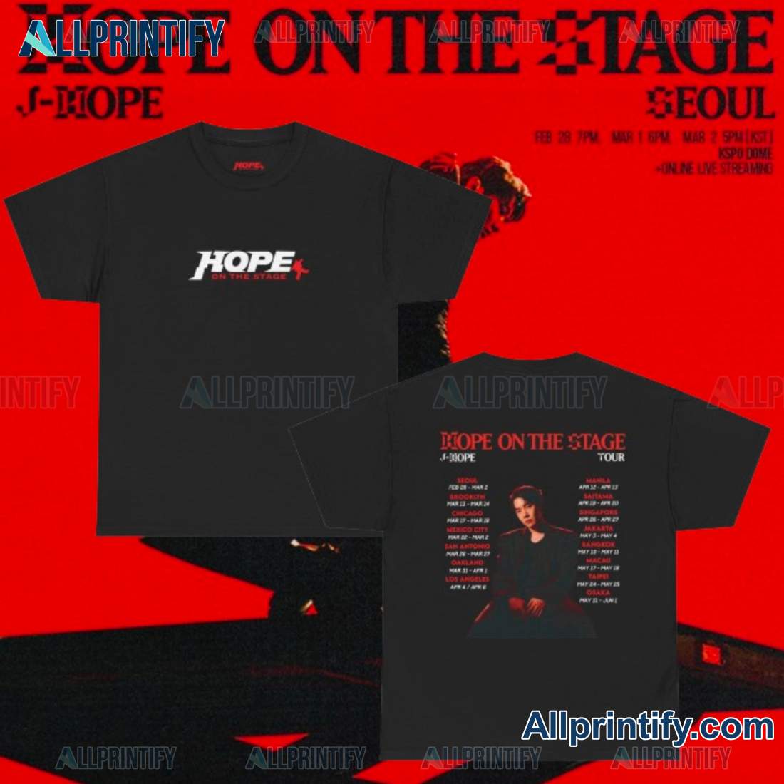 BTS J-Hope Hope On The Stage Tour 2025 Classic T-shirt WznoOR3