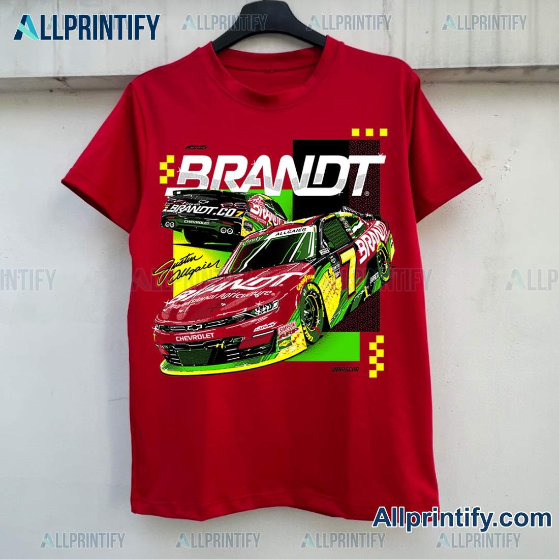 Justin Allgaier JR Motorsports Official Team Apparel Brandt Car Classic Men Shirt VDWJ2yh