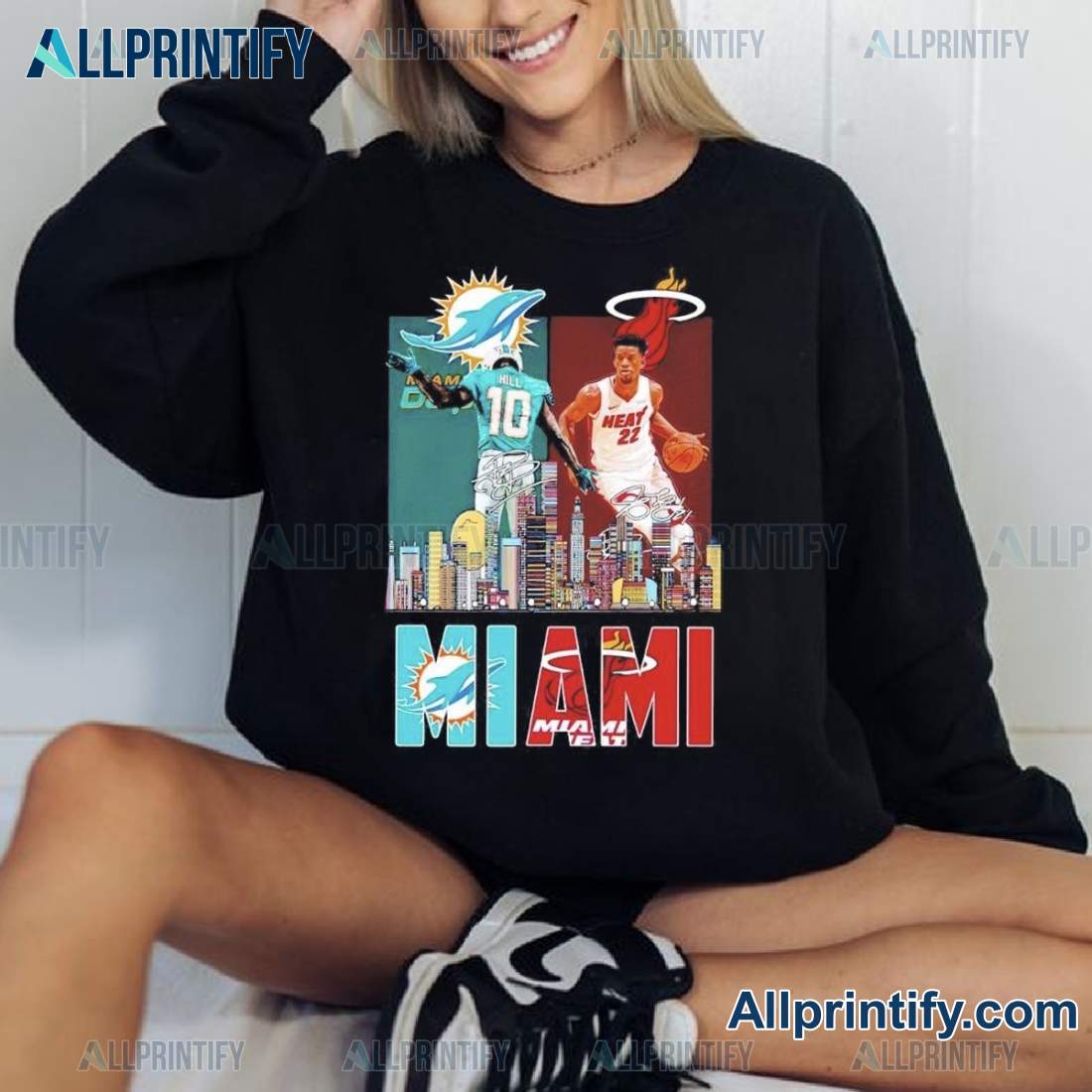 Tyreek Hill And Jimmy Butler Miami Sports Teams Skyline City Unisex T-shirt-a bgTw7u4