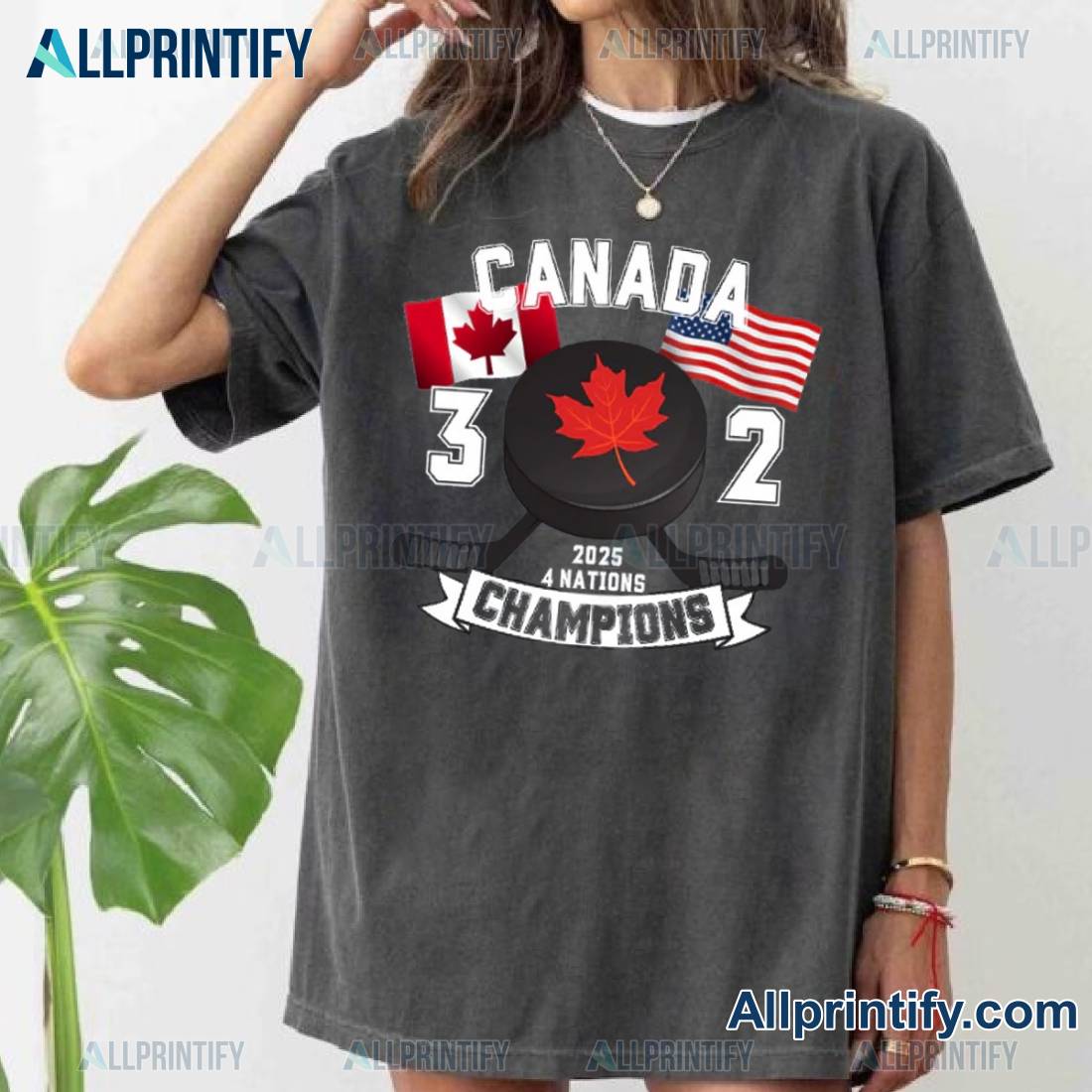 Canada x America 4 Nations Champions 2025 T-shirt gMZiufU