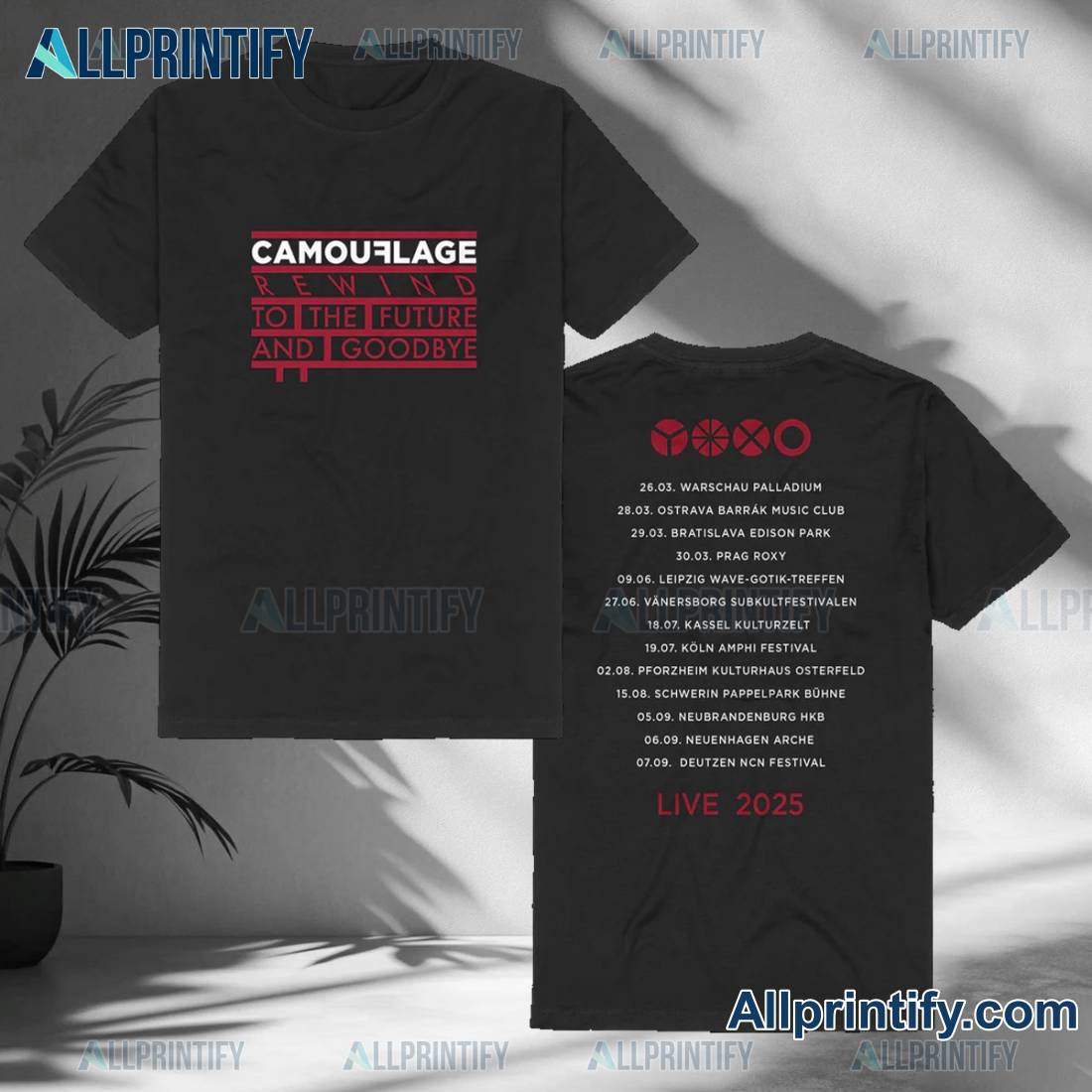 Camouflage Band Rewind To The Future And Goodbye Live 2025 Tour T-shirt B9LyvqK