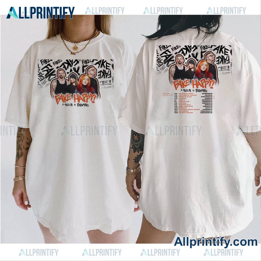 Fake Happy A Tribute To Paramore Tour 2025 T-shirt 5EuUp2P