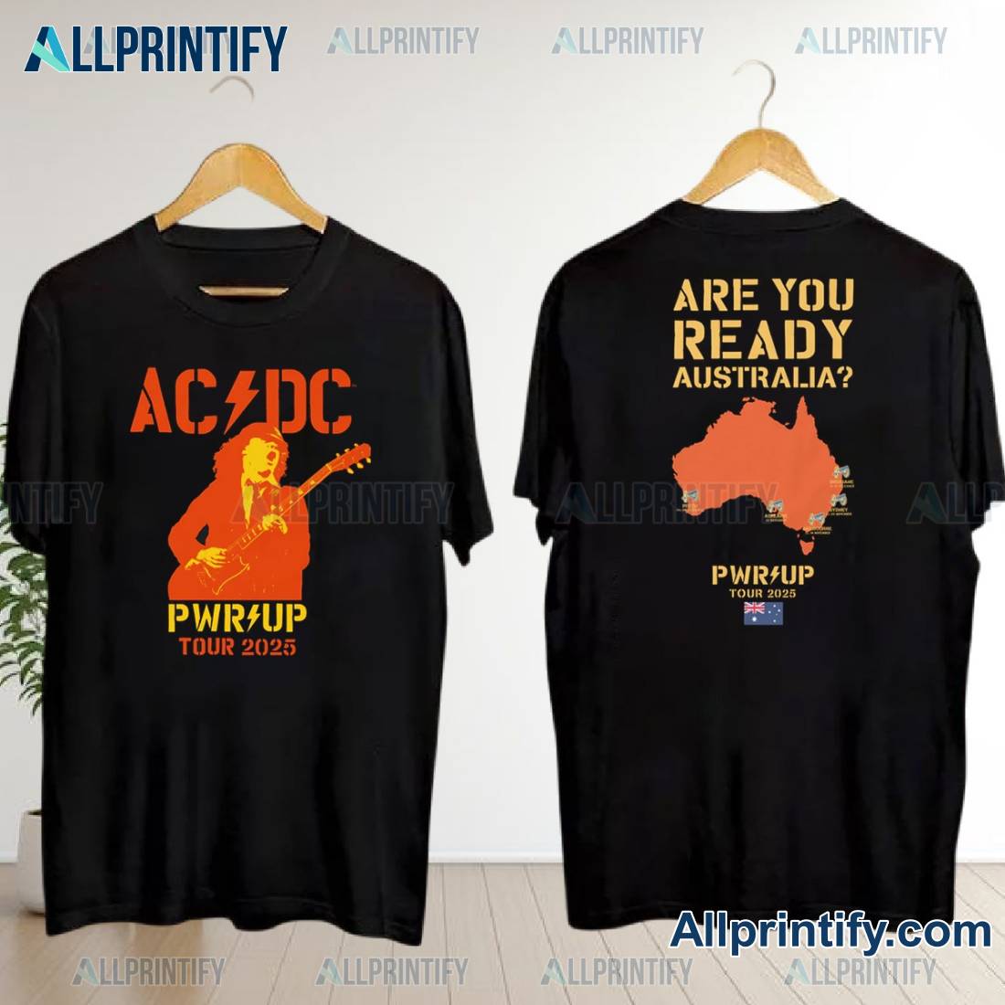 Acdc Are You Ready Pwr Up 2025 Tour Aus Map T-shirt srLalES