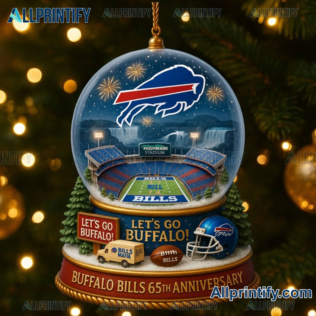 Buffalo Bills 65th Anniversary Christmas Ornament IhYyoqF